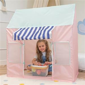 Selonis Casetta Tenda Da Gioco SENZA Palline Di Gelateria Pieghevole Per Bambini Facile Da Montare E Smontare Per Interni Ed Esterni Con Finestre E Porte, Rosa-Menta