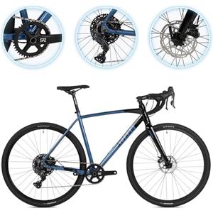 ATTABO Bicicletta Gravel GRADO 2.0 con Telaio in Alluminio 56 cm Bicicleta da Corsa con Manubrio ergonomico Bici strada con ruote da 28 Sella regolabile Deragliatore 10 velocità Colore Blu
