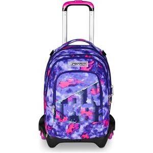 Seven Trolley Scuola Jack 3 Ruote Detach, Viola, Zaino Con Carrello Sganciabile Da 37 Litri, Tasca Borraccia, Zainetto Staccabile, Multiuso e Spazioso, Per Elementari e Media, Bambina