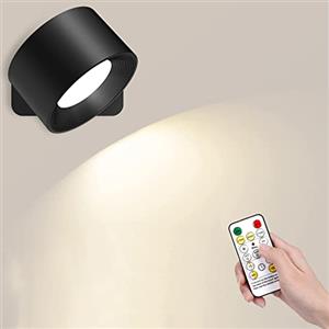 MAMIELIZ LED Lampada da Parete Interno 3 Colore Luce Senza Fili 10 Livelli di Luminosità Abat Jour da muro Applique da Parete con Telecomando Faretti da Parete Ruotare di 360° Magnetica Lampada da Comodino
