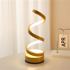 Chao Zan Lampada da comodino camera da letto moderne, Lampade da comodino a spirale moderne, abat jour da comodino con filo e spina, lampada da tavolo LED curvo (Oro)