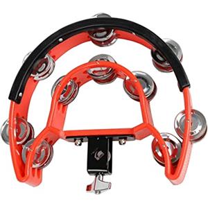 Breeshy Mezzo musicale mano campana tamburi strumento guida mano campana shaker tamburi parti tamburello, rosso