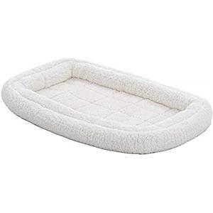 MidWest Homes for Pets Letto per cani medi o gatti, lungo 91,4 cm, in pile, bordo imbottito, adatto alla maggioranza delle gabbie da 91,4 cm, adatto a lavatrice/asciugatrice, bianco, mod. 40336-FS