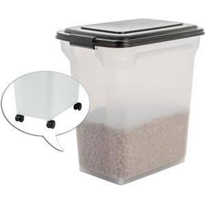 Iris Ohyama, Contenitore per Crocchette, 45L/15kg, Nero, Ermetici, Contenitore per Alimenti in Plastica con Coperchio, con Ruote, Per Cibo per Gatti, Cani, Cibo secco, Dolci, Scatola, ATS-L