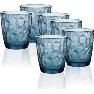 Bormioli Rocco Diamond Bicchieri Acqua Ocean Blu 30 cl - Set da 6 Pezzi in Vetro di Alta Qualità