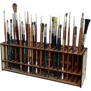 dzqad Supporto Per Pennelli Pittura - 67 Fori Porta Pennelli Per Pittura In Legno | Porta Pennelli Per Artisti | Organizer Per Montaggio A Parete | Supporto Multifunzionale Per Matite, Pennelli Da Trucco