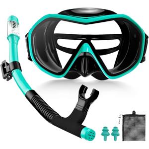 kichicho Set da Snorkeling per Adulti,Anti-Appannamento Maschera Snorkeling,Impermeabile,Maschera Subacquea,in Vetro Temperato per Snorkeling,Immersioni Subacquee