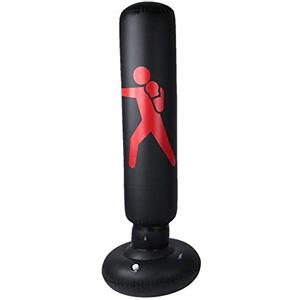 VGEBY Sacco da boxe, PVC 160cm Sacco da boxe gonfiabile in piedi Adulti Bambini Fitness Hit Sacco di sabbia Colonna Tumbler Sacco da boxe(nero) Pungiball Adulti