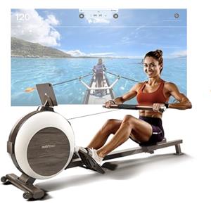 MOBI FITNESS Luka Vogatore Professionale per Casa, Vogatore Magnetico con LED Display, 40 Livelli di Resistenza, Portata Massima di 125 KG, Ultrasilenzioso, Conservazione Verticale