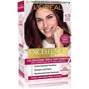 L'Oreal Paris Excellence Creme Trattamento Colorante N.4.15 Castano Mogano Ghiaccio - Colorazione Permanente con Triplo Trattamento