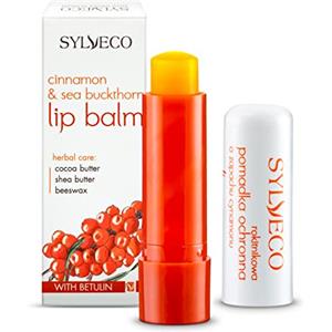 SYLVECO Burrocacao Labbra con Olio Di Olivello Alla Cannella 4,6g - Balsamo Labbra Stick Protettivo per Donne e Uomini - Burro Cacao Labbra Contenente Solo Ingredienti Naturali