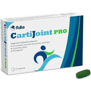 CARTI-JOINT Fidia Farmaceutici CartiJoint PRO - 15 Compresse, Integratore a Base di Glucosamina Cloridrato Green, Condroitin Solfato e Pycnogenol®, Senza Glutine e Lattosio, Adatto per Allergici ai Crostacei
