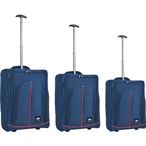 ENRICO COVERI Set 3 Valigie Morbide Trolley da Viaggio Blu e Rosso Bagaglio a Mano 50-55-60 cm
