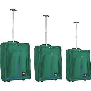 ENRICO COVERI Set 3 Valigie Morbide Trolley da Viaggio Verde Bagaglio a Mano 50-55-60 cm