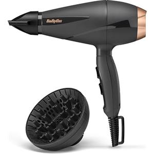 BaByliss Asciugacapelli MADE IN ITALY Smooth Pro, Motore AC professionale, 2200W, diffusore e concentartore, funzione anti-crespo, 2 velocità - 3 temperature, tasto aria fredda, nero, 6709DE