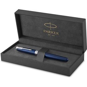 PARKER Sonnet Penna Stilografica, Laccatura di Colore Blu con Finiture in Palladio, Pennino Medio, Confezione Regalo