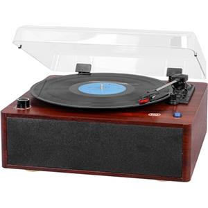 Trevi TT 1030 BT Giradischi con Mobile in Legno, Connessione Audio Wireless Entrata/Uscita, Lettore Vinili 33/45/78 Giri, Uscita RCA, Altoparlanti Incorporati