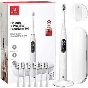 Oclean X Pro Elite Spazzolino Elettrico, Touch screen intelligente, 45 dB, 84.000 Movimenti al minuto, 32 Livelli di intensità, 4 Modalità, Sensore di pressione, Durata 35 giorni, Gift set, Grigio