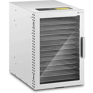 Royal Catering Essiccatore per Alimenti Professionale Disidratatore Frutta e Verdure RCDA-500/45S (800 W, 12 ripiani, 230 V, Acciaio Inox)