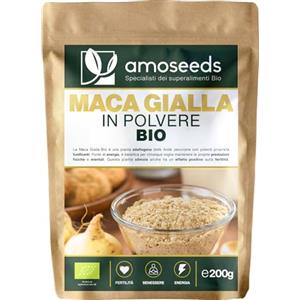 Amoseeds Maca Gialla Peruviana BIO 200G | 100% radice di Maca Gialla del Perù | Fertilità, Rinvigorente, Menopausa | 100% Pura e Naturale | Qualità Superiore