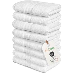 nice homeit Set 8 Asciugamani viso e Bidet in Cotone 35x55 in 100% cottone filato ad anello - set asciugamani da bagno Extra Morbidi e Assorbenti. MADE IN ITALY - BIANCO
