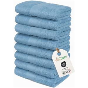 nice homeit Set 8 Asciugamani viso e ospite in Cotone 35x55 in 100% cottone filato ad anello - set asciugamani bagno Extra Morbidi e Assorbenti. MADE IN ITALY - BLU