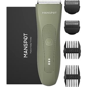 MANSPOT Rasoio Elettrico Corpo Uomo, Depilatore Corpo Uomo Impermeabile IPX7, Rasoio Parti Intime Umido e Asciutto, Rasoio Intimo per Viso, Braccia, Torace, Gambe, Ascelle (Verde New)