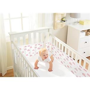 BreathableBaby Classica fodera traspirante per lettino | per culle con 4 lati aperti | Copre 4 lati | L'alternativa più sicura ai tradizionali paracolpi | Lavabile in lavatrice | Nuvola rosa |