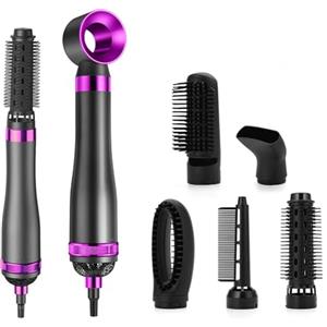 TICONN 6 in 1 Air Styler & Spazzola Asciugacapelli Spazzola Aria Calda con Ionico Negativi per Ricci, Volumizzante, Lisciante Asciugacapelli Air Styler Arricciacapelli ad aria Calda, Styling Arricciatura