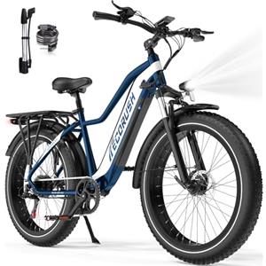 ECORUSH ECO R1 Bici Elettrica Uomo, Fat Bike Elettrica Con Batteria 48V 13AH, Pneumatici Fat Da 26 * 4.0 Pollici, Motore Da 250W & 25KM/H, 7 Velocità, Portata massima 100 KM