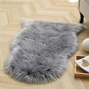 SXYHKJ Tappeto in Finta Pelliccia/Faux Pelle di Pecora ImitazioneMoquette/Fluffy Soft Breve Hair Decorativo Cuscino da Sedia Divano stuoia (60 x 90 cm, Grigio)