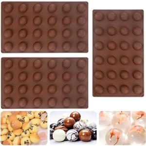 MxyVrix 3 Pezzi Stampi in Silicone per Cioccolato a Forma Semi-Rotonda con 24 Cavità Ciascuno, Mini Stampi per Cioccolato per Cioccolatini, Torte e Mousse - Resistente alle Alte Temperature, Antiaderente