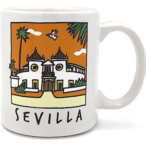 TBOC Tazza Porcellana Colazione [Real Maestranza] Regalo Originali | Siviglia Andalusia Spagna | Mug Set Tazze Caffe Tisana Coppia Tazzine Grande Anniversario Particolari Ceramica