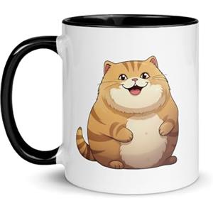 Chatcripant Tazza con Unicorno Gatto Felino Fantasia Magia Umorismo Gattino Kawaii Simpatico Regalo per Ragazza Donna Ceramica Gattini Cute (Gatto grasso)