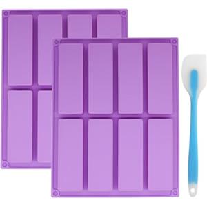SHBAOCH 2 Pezzi Stampo Rettangolare in Silicone,stampo plumcake,8 Cavità Antiaderente stampo silicone,stampo plumcake,Con1 Una Spatola In Silicone (Viola)