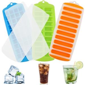 Taozoey Stampi ghiaccio, 3 Pezzi Stampo Cubetti di Ghiaccio, Vaschette Cubetti di Ghiaccio, Stampo Ghiaccio Silicone, Vaschetta Ghiaccio, Vassoi Cubetti di Ghiaccio con Coperchio