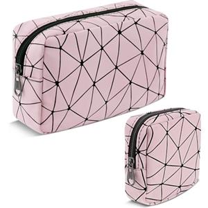 Playexen Trousse Trucchi Donna, 2 Pezzi Porta Trucchi Grande Piccola per Cosmetica, Pochette Donna Trucchi Multifunzionale Portatile Beauty Case da Viaggio, Borsa Impermeabile Idee Regalo Ragazza(Rosa)