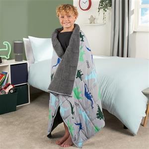 OHS Teddy coperta in pile ponderata 3 kg 100 x 150 cm dinosauro grigio