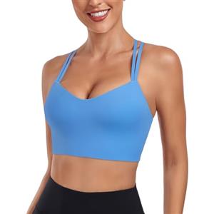 As Fairy As Fariy - Reggiseno sportivo da donna, a forma di nuvola, con coppe modellate, spalline sottili, reggiseno per allenamento, a basso impatto, per yoga, Blu denim , S
