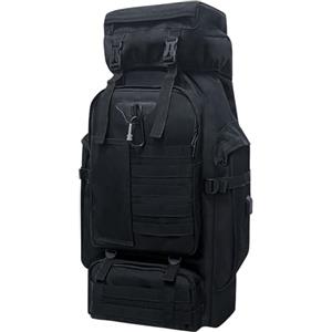 Lizbin Zaino da trekking, Zaino da campeggio 80L, Zaino tattico militare Molle Zaino, zainetto da trekking extra large, Zaino per sport all'aria aperta resistente all'acqua (nero)