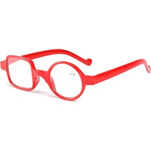 Kodilin Occhiali da Lettura Rotondi Quadrati Occhiali da Lettura Uomo Donne, Anti Luce Blu per Computer o Gaming,Cerniera a Molla, Occhiali per Lettura-1.0, 1.5, 2.0, 2.5, 3.0, 3.5 (Rosso,3.50)