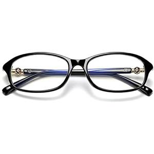 Kodilin Occhiali da Lettura per Uomo e Donna, Occhiali Anti Luce Blu,Nero Moda Vintage Ovali Presbiopia, con Cerniera a Molla, +3.5 Nero