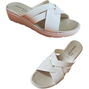 Patrizia Azzi Sandalo Donna Made in Italy Ciabatta fascette incrociate tacco alto 5 cm eleganti comode pratiche (Bianco, Sistema Taglie Calzature EU, Adulto, Donna, Numero, Media, 39)
