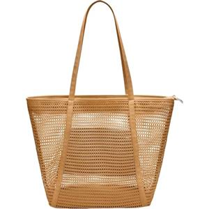 Tibroni Borsa da spiaggia pieghevole in rete, grande, con chiusura lampo, borsa shopper da donna, borsa da bagno con tasca interna impermeabile, per spiaggia, famiglia, picnic, viaggio