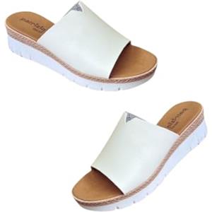 Patrizia Azzi Sandali estivi zeppa, suola antiscivolo e plantare in memory, Fascia larga slip-on Made in Italy (Bianco, Sistema Taglie Calzature EU, Adulto, Donna, Numero, Media, 38)