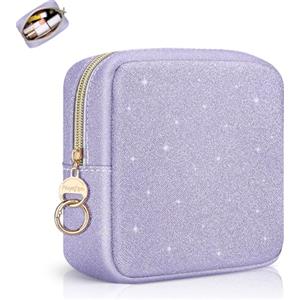 Playexen Beauty Case da Viaggio Trousse Trucchi Donna Pochette in Pelle Brillantini Borsa per Cosmetici Organizer Borse Makeup Trucco Organizer Portatile Accessori Viaggio per Ragazza Donna Compleanno(Viola)