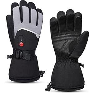 Sun Will Guanti da Sci Riscaldati per Uomo Donna, Guanti Invernali Alimentati a Batteria,Scaldamani Impermeabili Touch Screen per Moto Pattinaggio Escursionismo Pesca Campeggio Caccia Mani Fredde