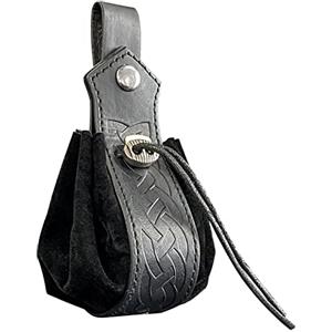 DYLYMX Marsupio in ecopelle vichinga medievale con coulisse portamonete vintage portatile marsupio da donna uomo accessori rinascimentali LARP fiera Cosplay costume marsupio, A, Medievale