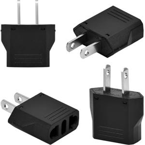 Fangehong 4pcs Adattatore Spina USA-Europa, Adattatore Presa Americana, Adattatore Universale da Viaggio, Spina USA a 2 Pin Euro Italia US Plug Adapter Socket per Dispositivi con Alimentatore (EU to US, Nero)