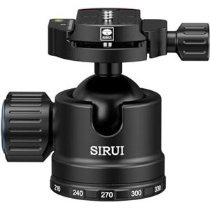 SIRUI AM-40 testa a sfera a bassa gravità, testa treppiede in alluminio con sfera enorme da 40 mm, base panoramica 360, livella a bolla, piastra QR, carico fino a 40 kg